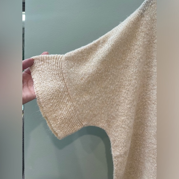 COTTON EMPORIUM Cowl Neck Turtleneck Dolman Sleeve Knit Oatmeal lightweight - Picture 2 of 4